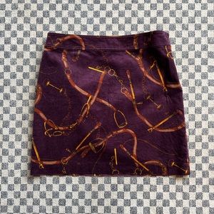Talbots chain & bit print purple corduroy pencil skirt